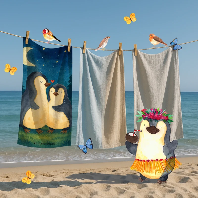 Badehandtuch Pinguine Einschlafen Design