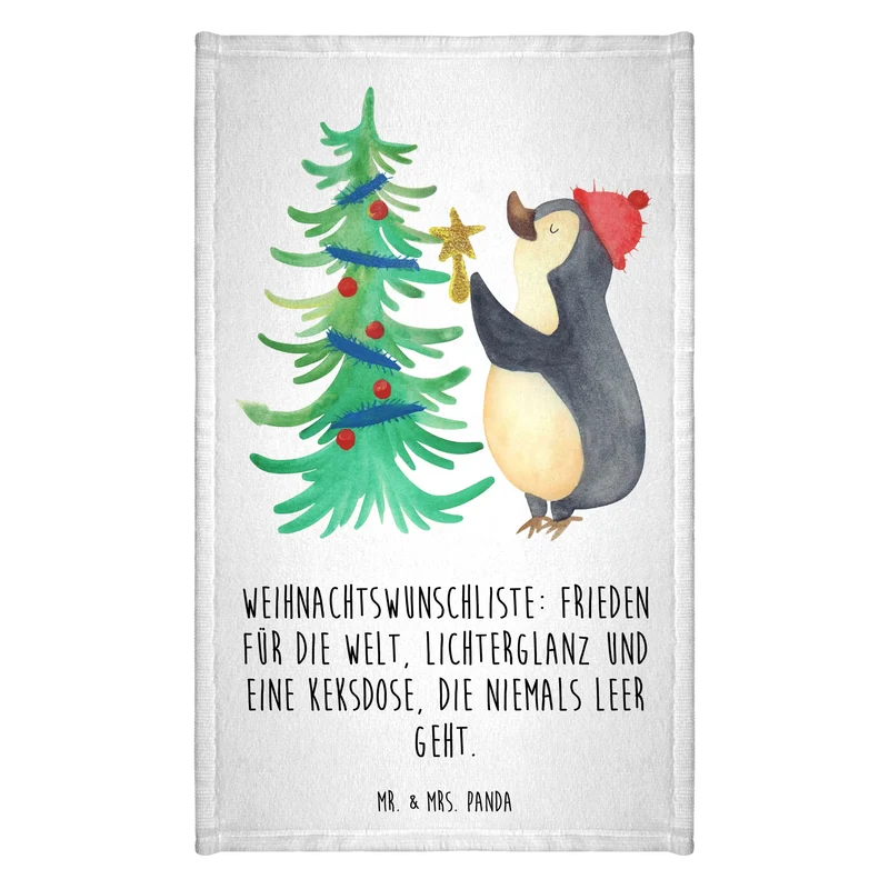 Gästehandtuch Pinguin Weihnachtsbaum
