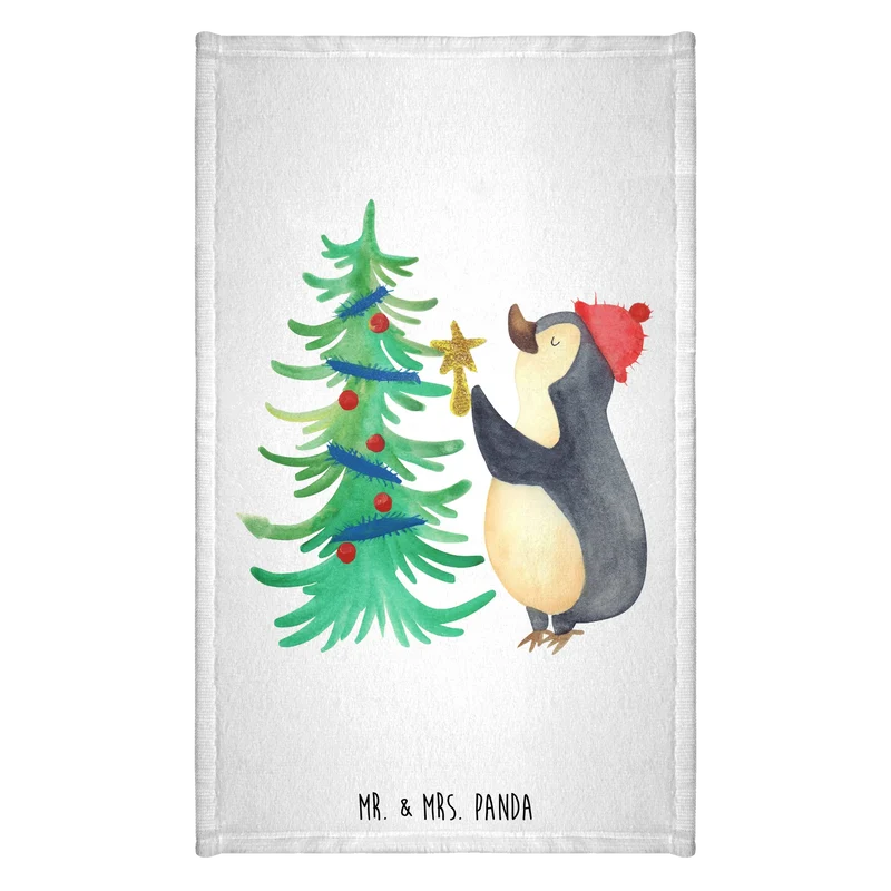 Gästehandtuch Pinguin Weihnachtsbaum