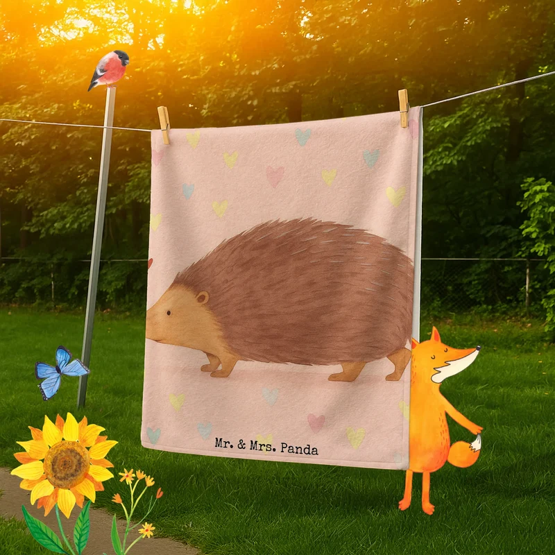 Badehandtuch Igel Herzen Design