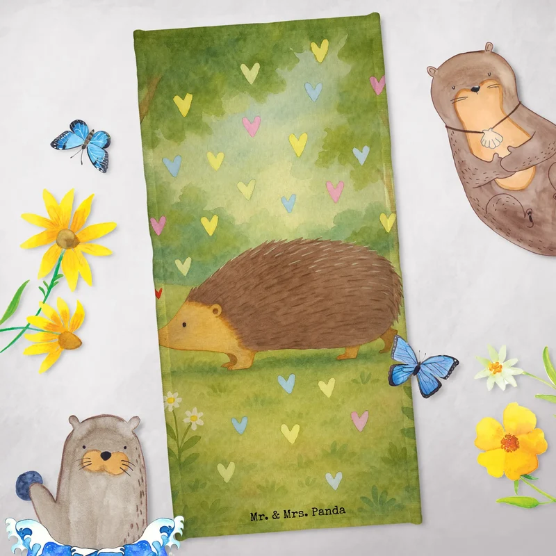 Badehandtuch Igel Herzen Design