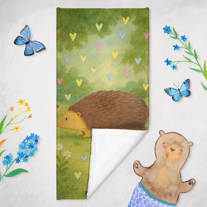Badehandtuch Igel Herzen Design