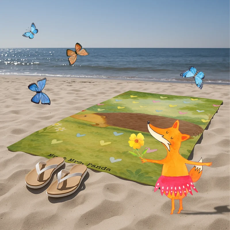 Badehandtuch Igel Herzen Design
