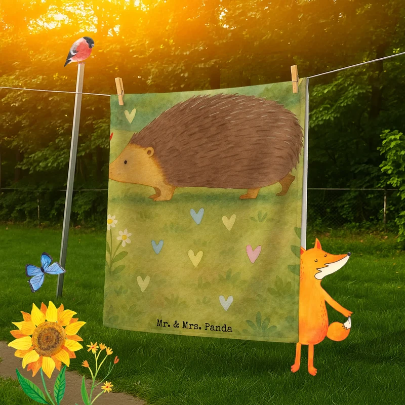 Badehandtuch Igel Herzen Design