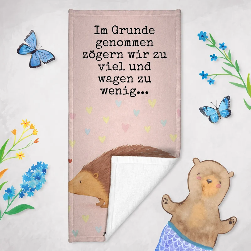 Badehandtuch Igel Herzen Design
