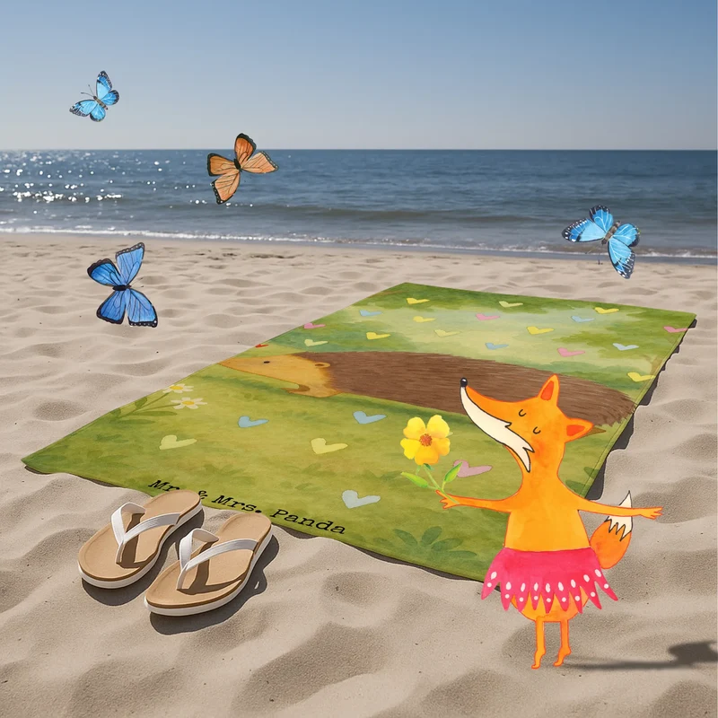 Badehandtuch Igel Herzen Design