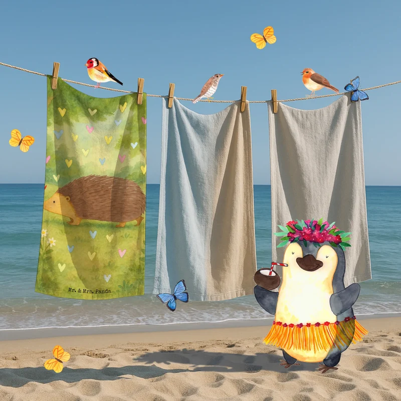 Badehandtuch Igel Herzen Design