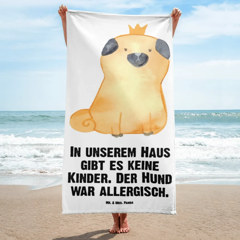 XL Badehandtuch Mops Krone