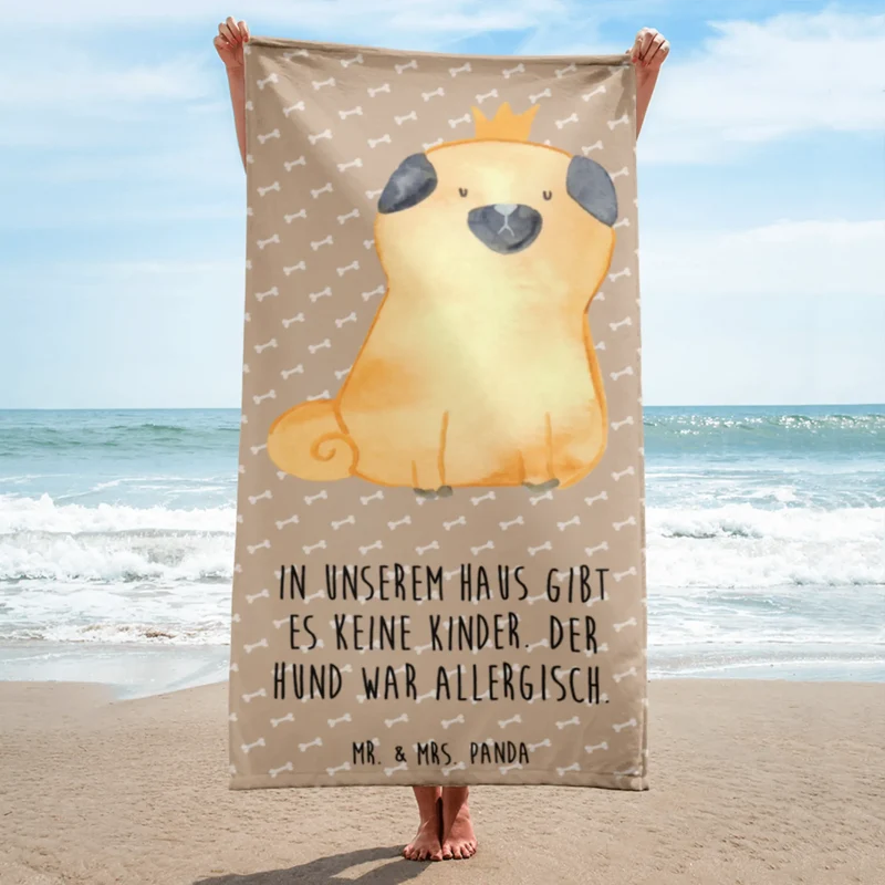 XL Badehandtuch Mops Krone