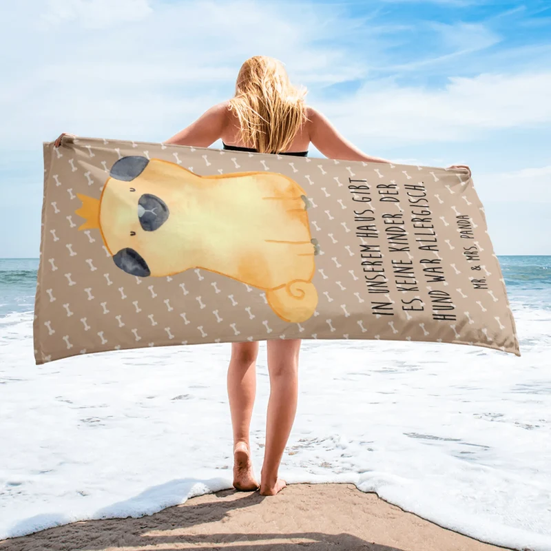 XL Badehandtuch Mops Krone
