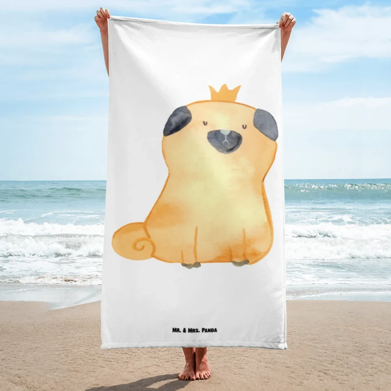 XL Badehandtuch Mops Krone