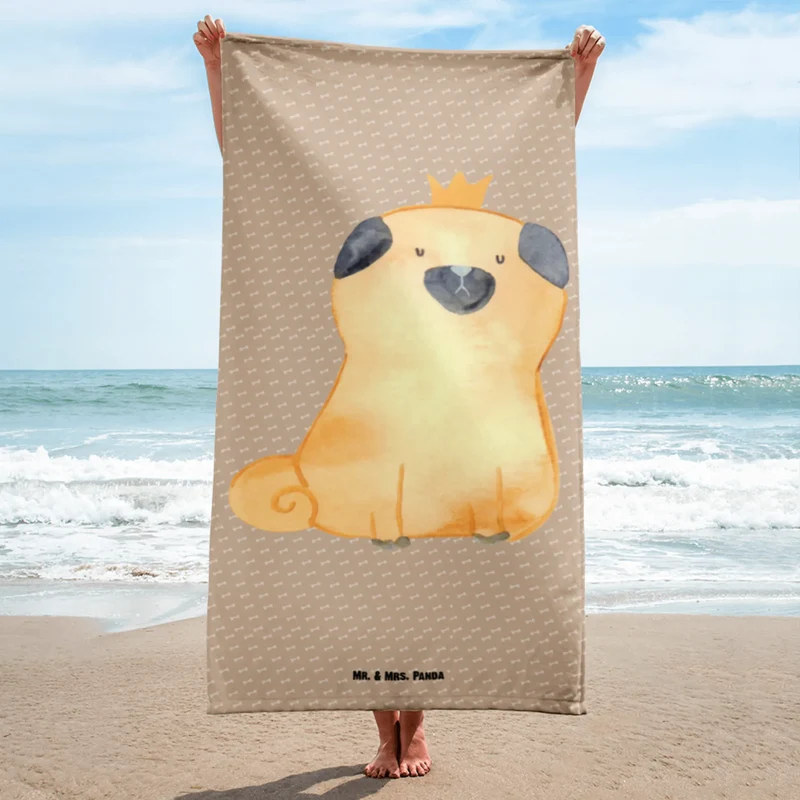XL Badehandtuch Mops Krone