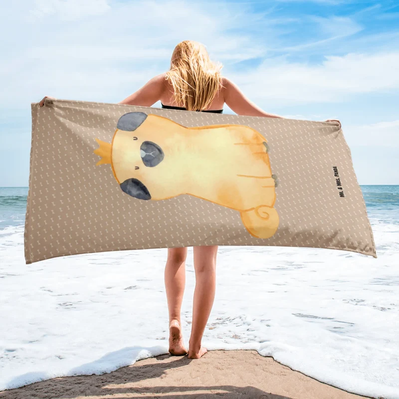 XL Badehandtuch Mops Krone