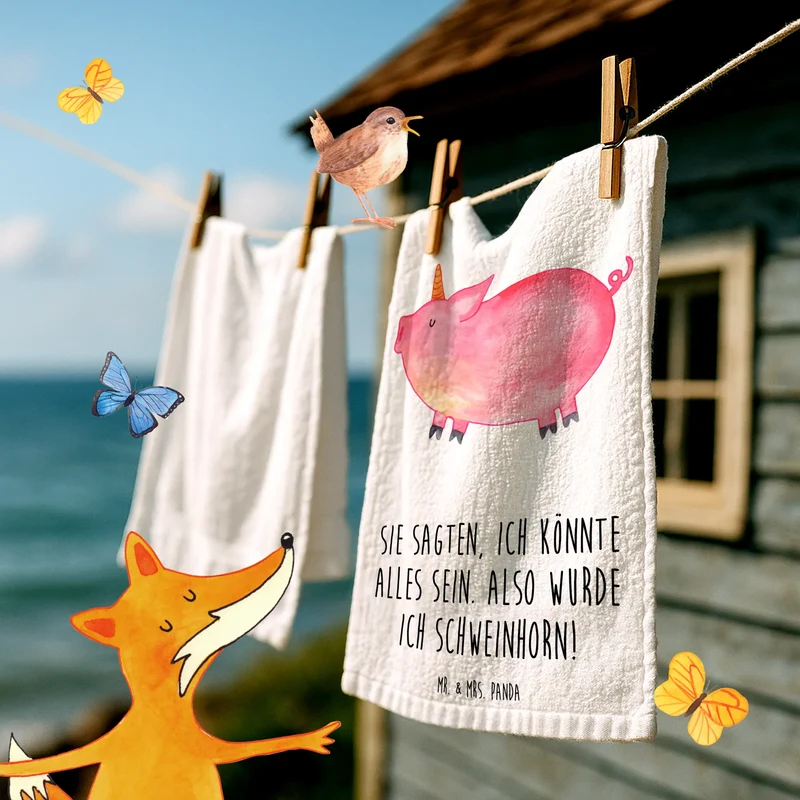Gästehandtuch Einhorn Schwein