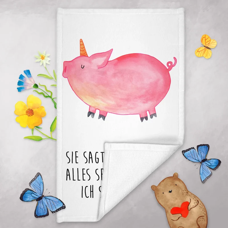 Gästehandtuch Einhorn Schwein