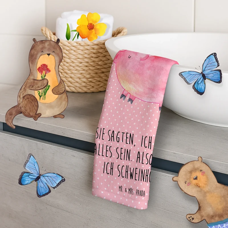 Gästehandtuch Einhorn Schwein