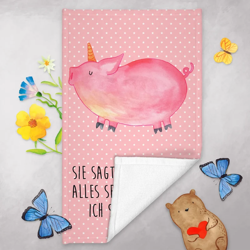 Gästehandtuch Einhorn Schwein