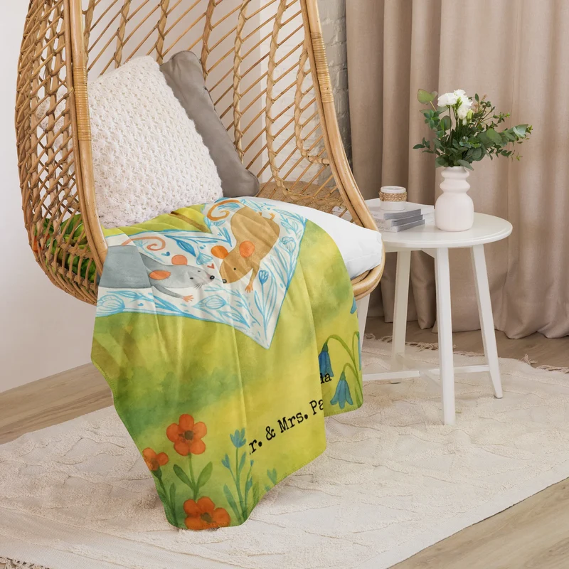 Sherpa Kuscheldecke Mäuse Herz Design