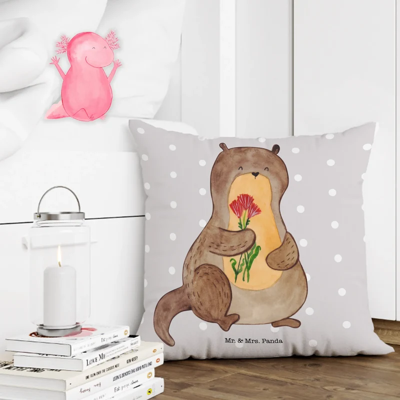 40x40 Kissen Otter Blumenstrauß