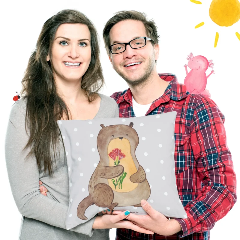 40x40 Kissen Otter Blumenstrauß