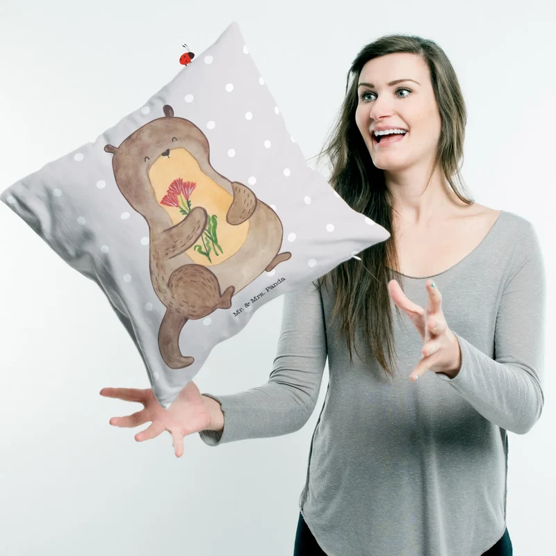 40x40 Kissen Otter Blumenstrauß