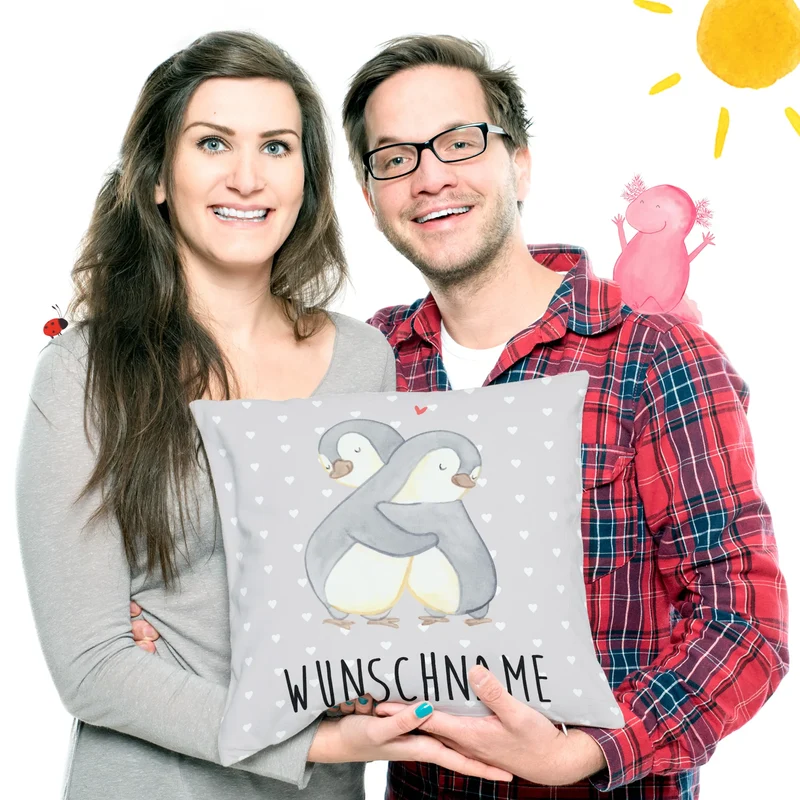 Personalisiertes Kissen Pinguine Kuscheln