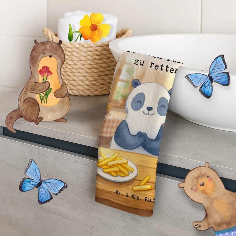 Gästehandtuch Panda Pommes Gebet Design