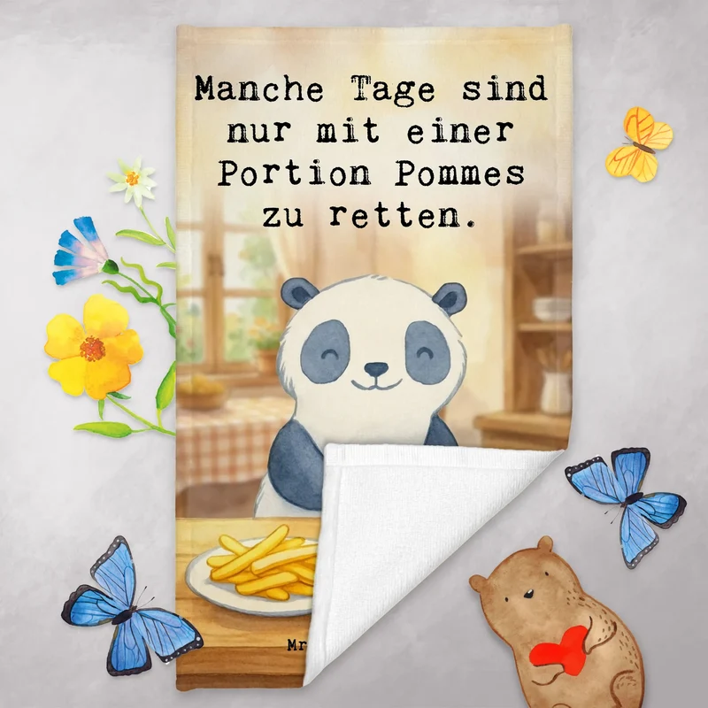 Gästehandtuch Panda Pommes Gebet Design