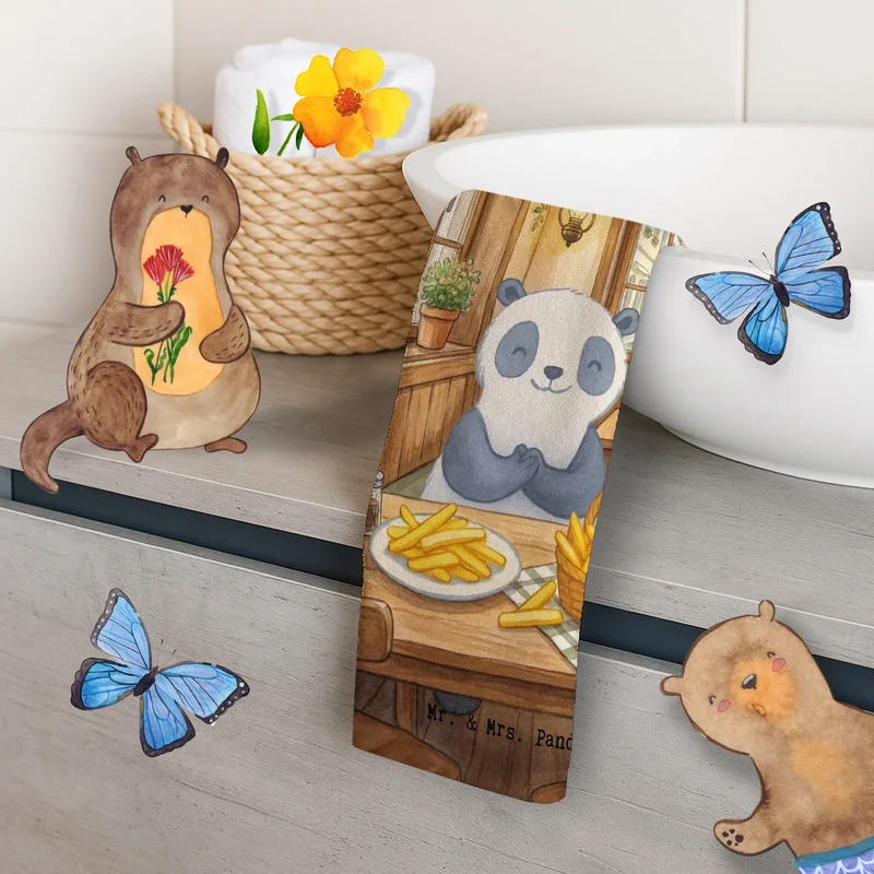 Gästehandtuch Panda Pommes Gebet Design