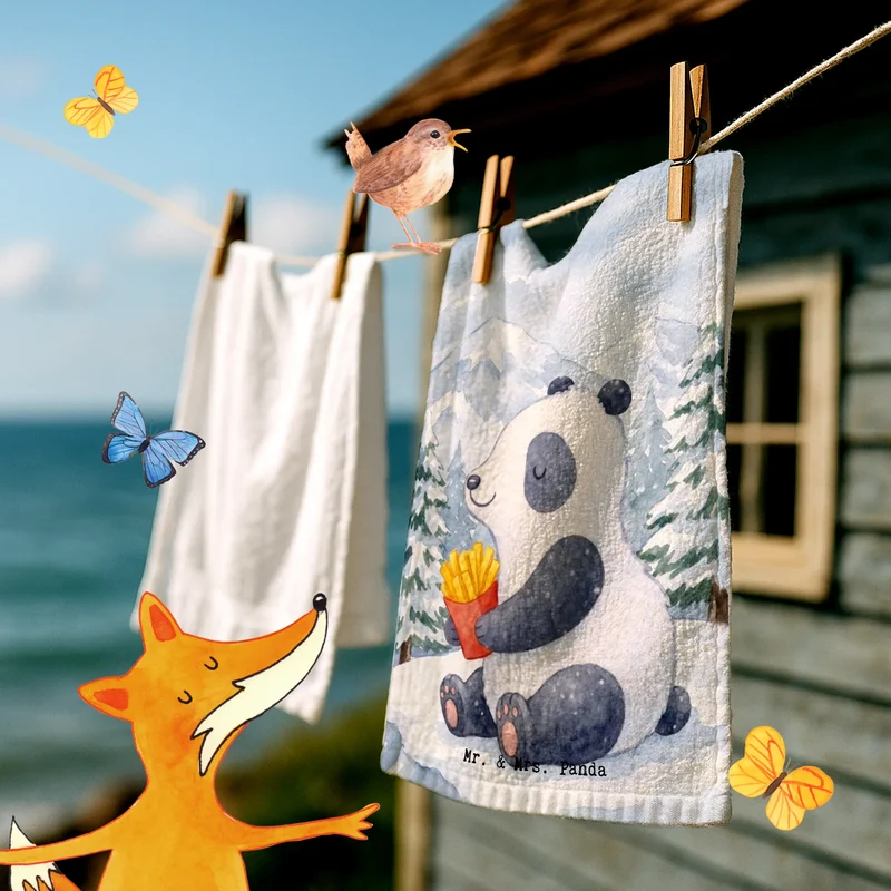 Gästehandtuch Panda Winter Pommes Design