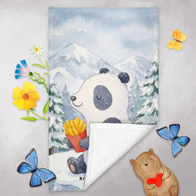 Gästehandtuch Panda Winter Pommes Design