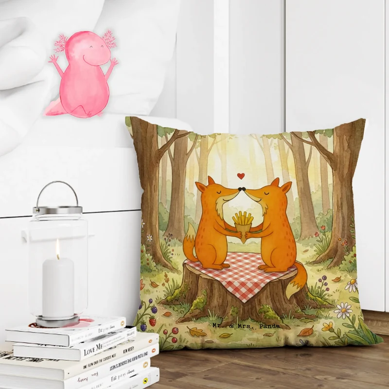40x40 Kissen Füchse Liebe Pommes Design