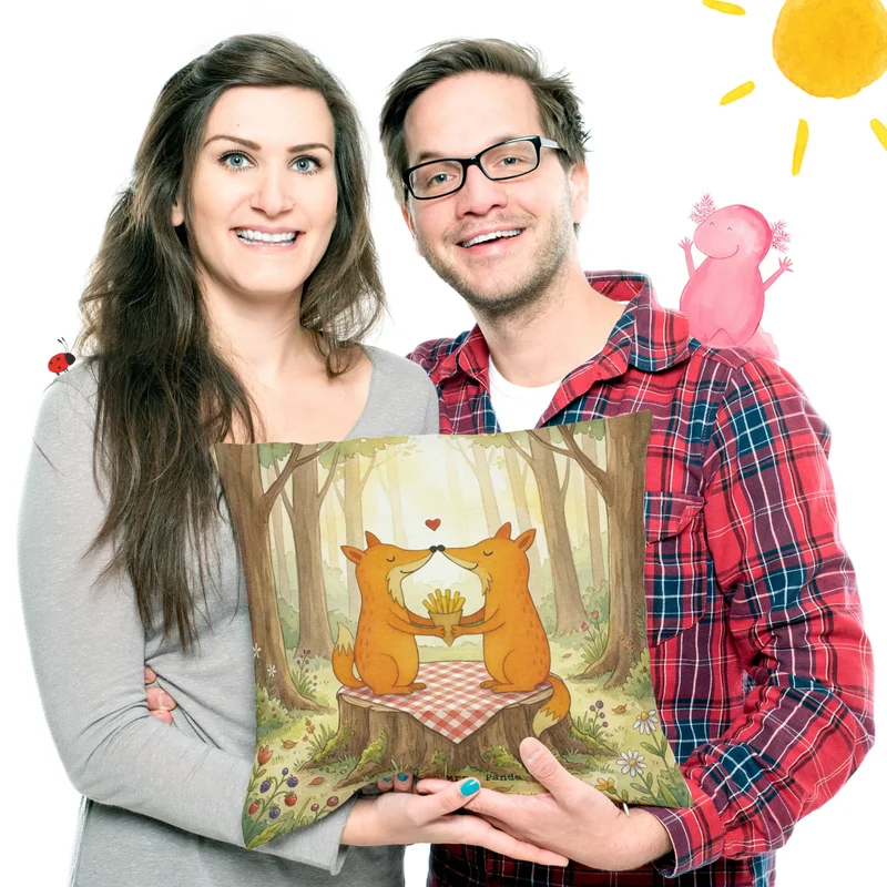 40x40 Kissen Füchse Liebe Pommes Design
