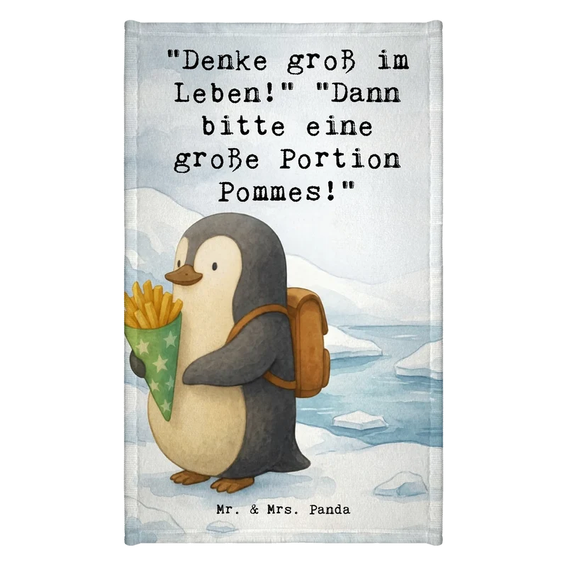 Gästehandtuch Pinguin Pommestüte Design