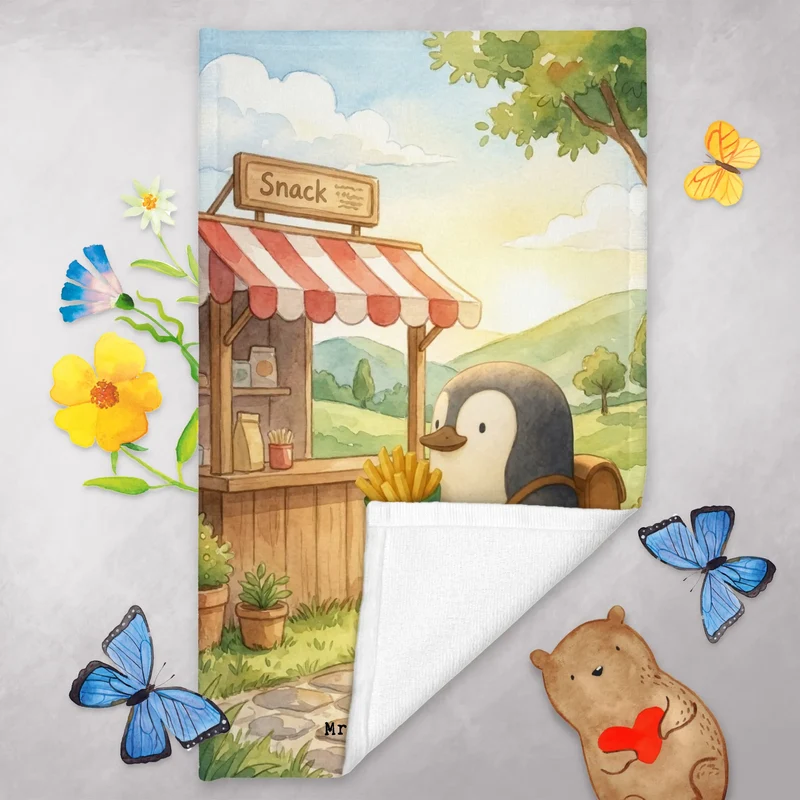 Gästehandtuch Pinguin Pommestüte Design