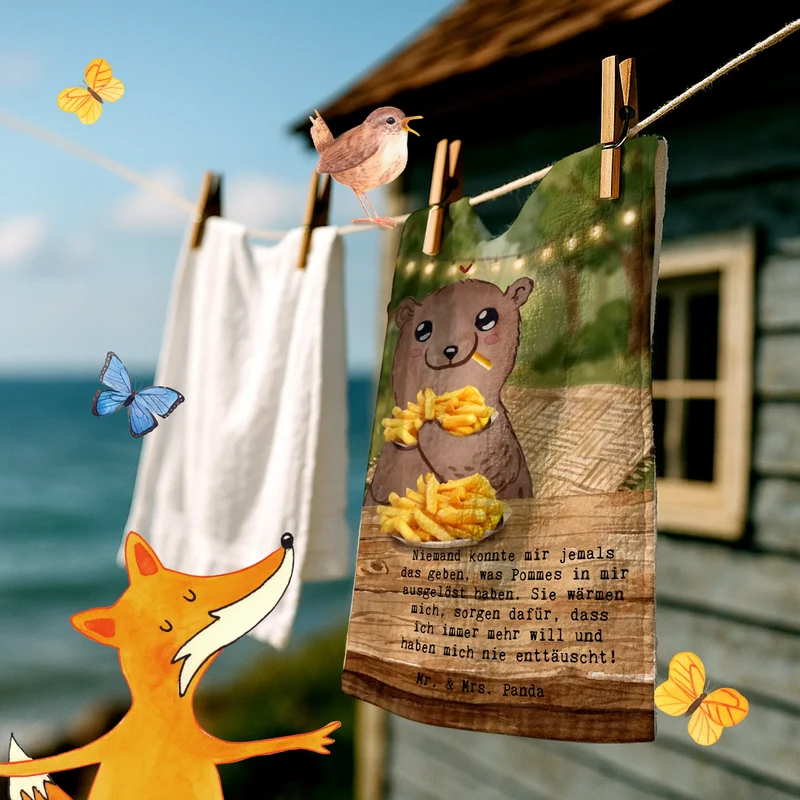 Gästehandtuch Bär Pommes verliebt Design