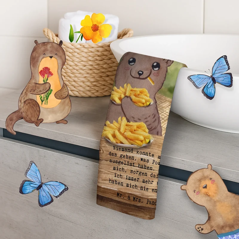 Gästehandtuch Bär Pommes verliebt Design