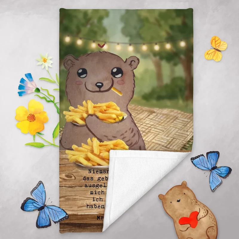 Gästehandtuch Bär Pommes verliebt Design