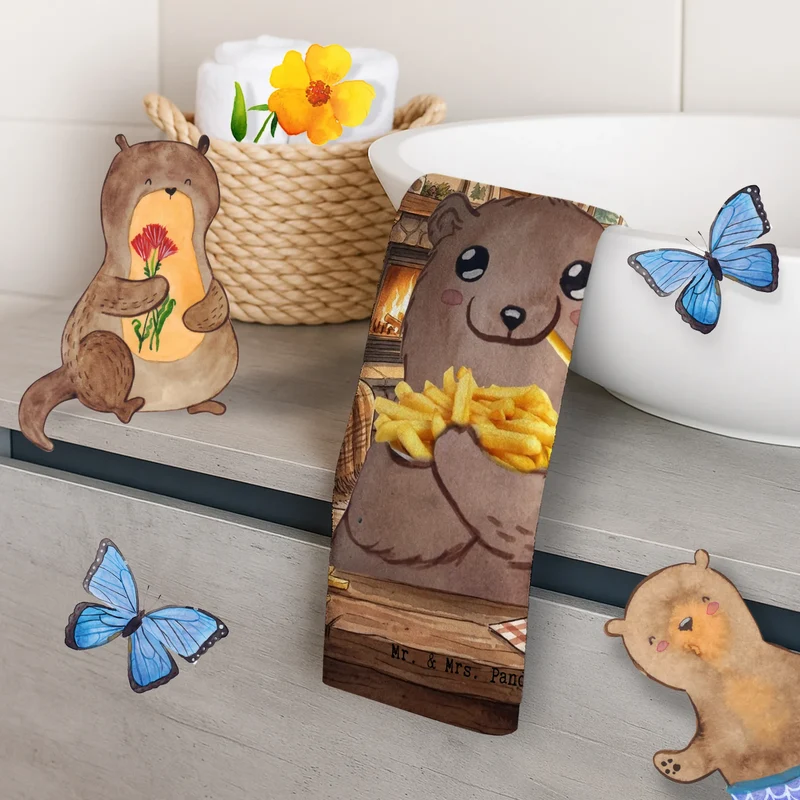 Gästehandtuch Bär Pommes verliebt Design