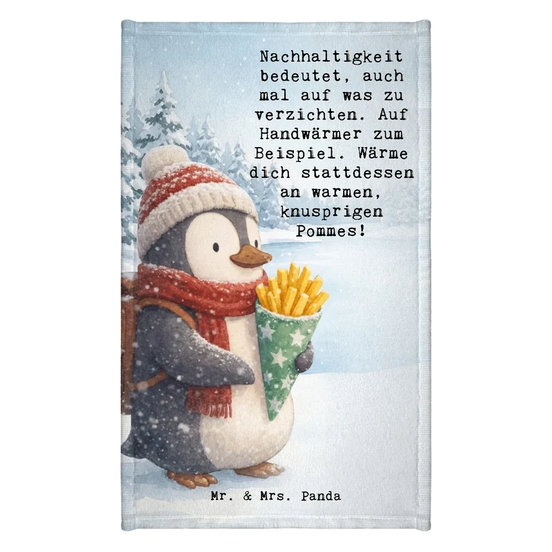 Gästehandtuch Pinguin Winter Pommes Design