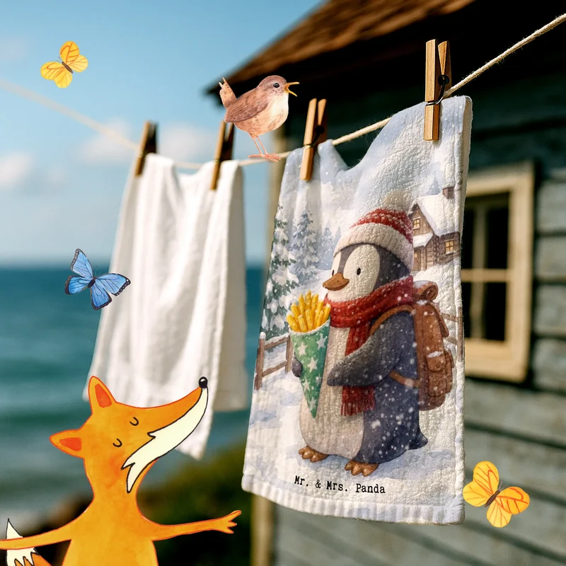 Gästehandtuch Pinguin Winter Pommes Design