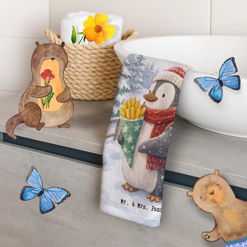 Gästehandtuch Pinguin Winter Pommes Design