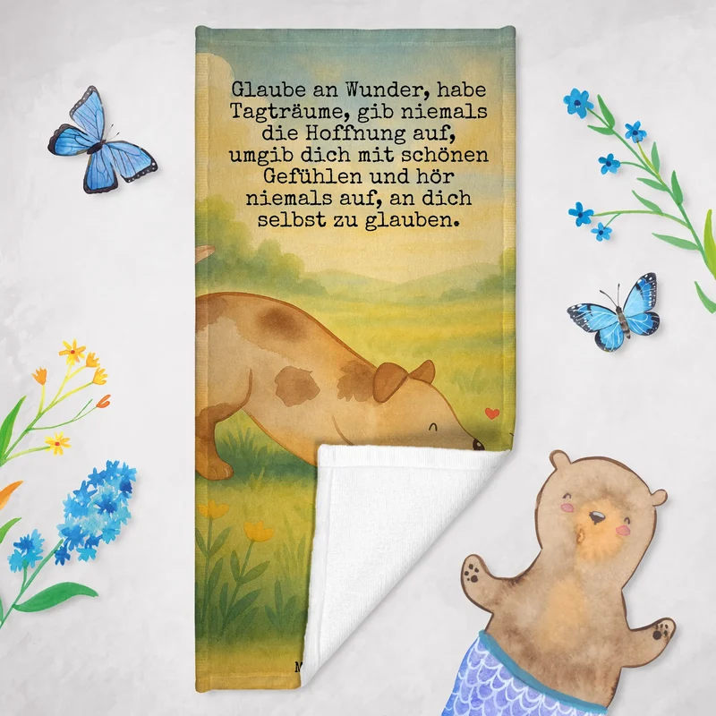 Badehandtuch Hund Marienkäfer Design