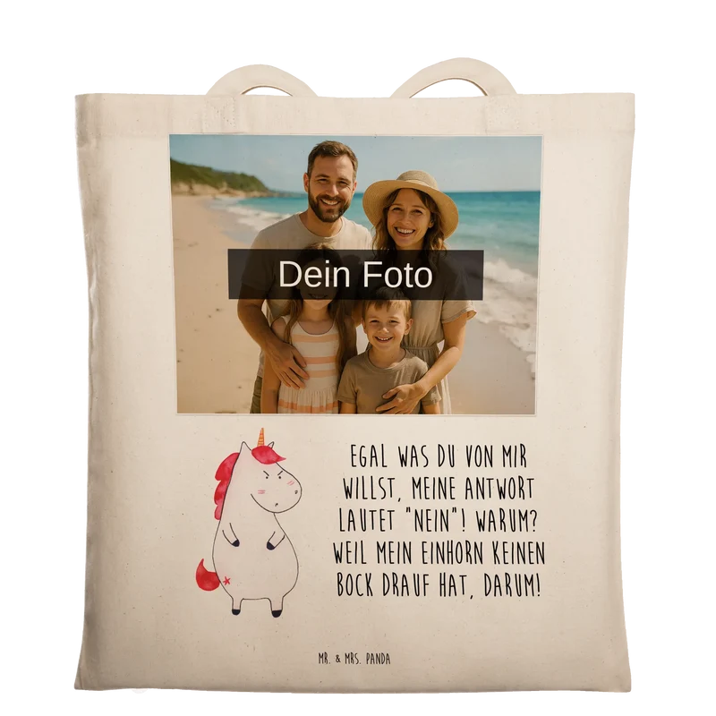 Personalisierte Foto Tragetasche Einhorn Wut