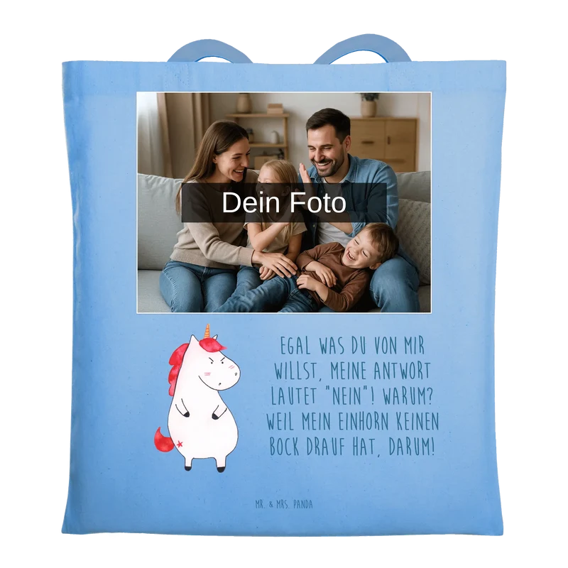 Personalisierte Foto Tragetasche Einhorn Wut