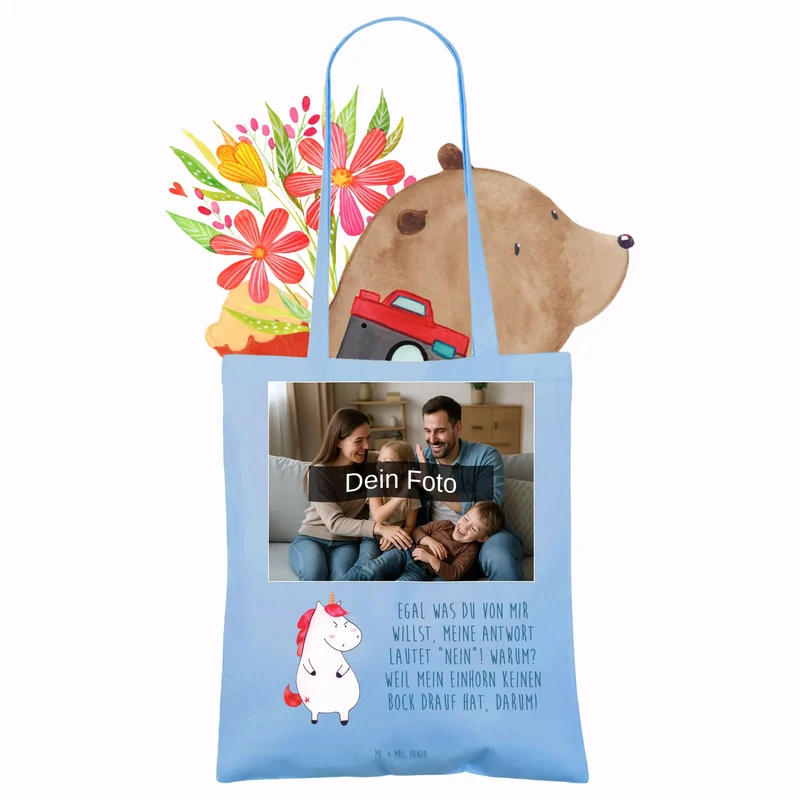 Personalisierte Foto Tragetasche Einhorn Wut