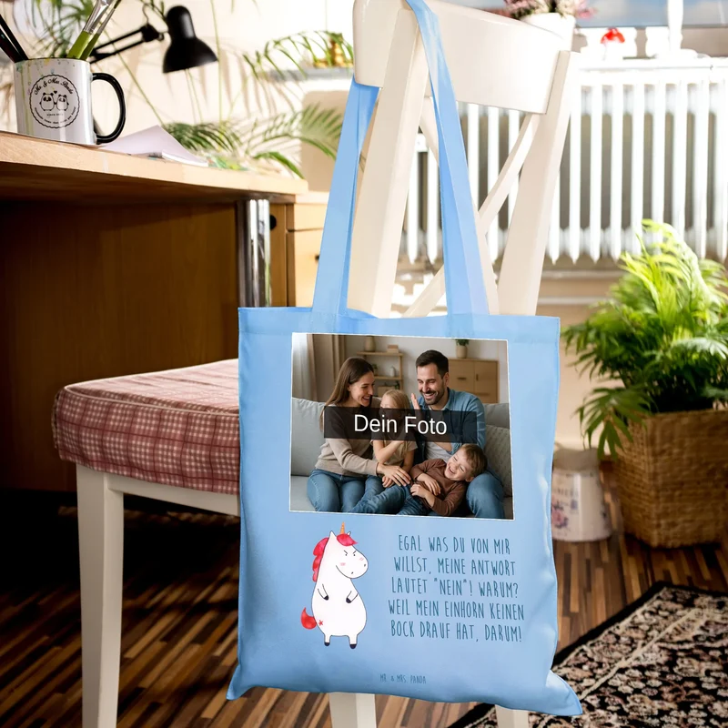 Personalisierte Foto Tragetasche Einhorn Wut