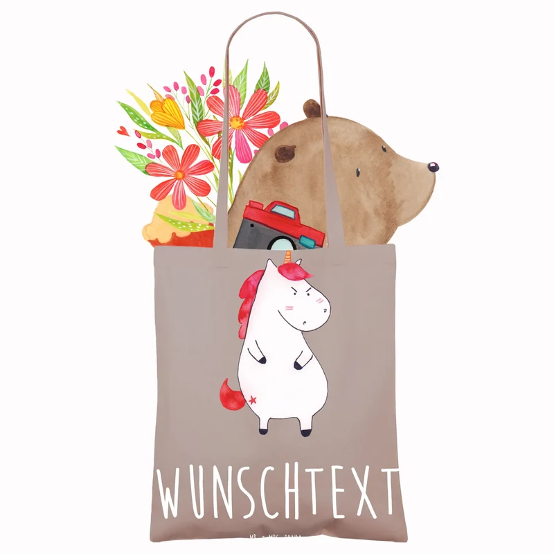 Personalisierte Foto Tragetasche Einhorn Wut