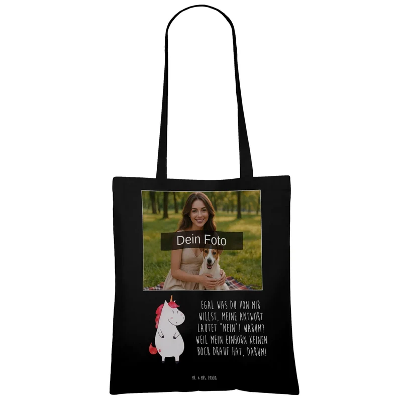 Personalisierte Foto Tragetasche Einhorn Wut