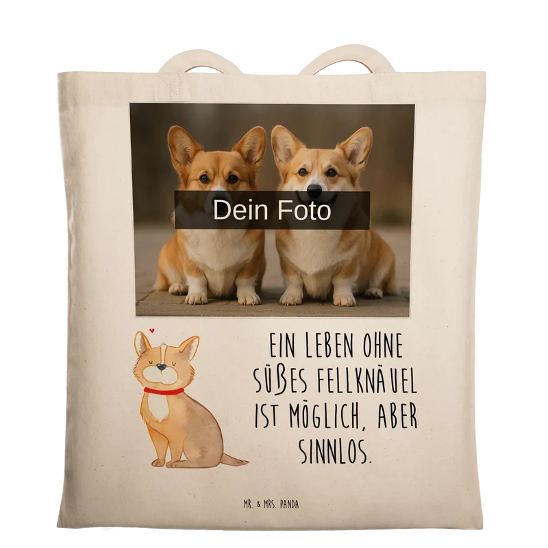 Personalisierte Foto Tragetasche Hund Glück